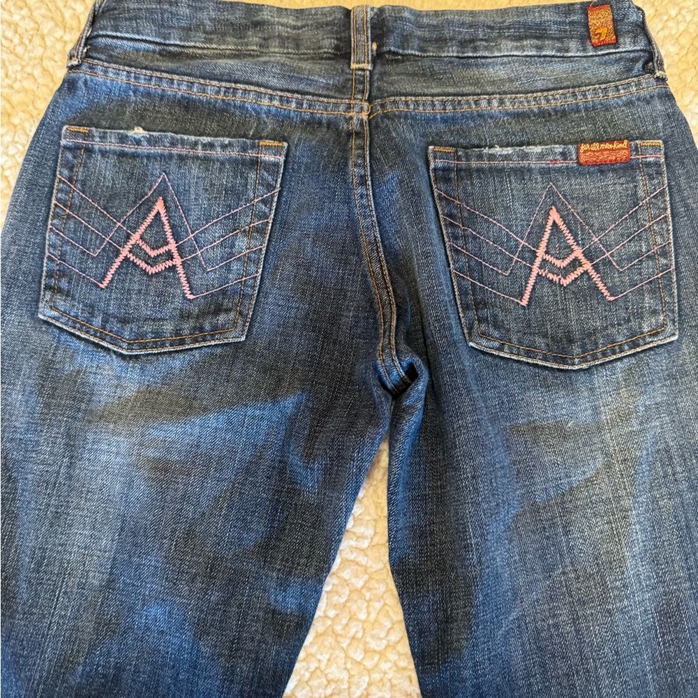 7 For All Mankind Women's Dark Blue Boot Cut Jeans - Picture 6 of 12